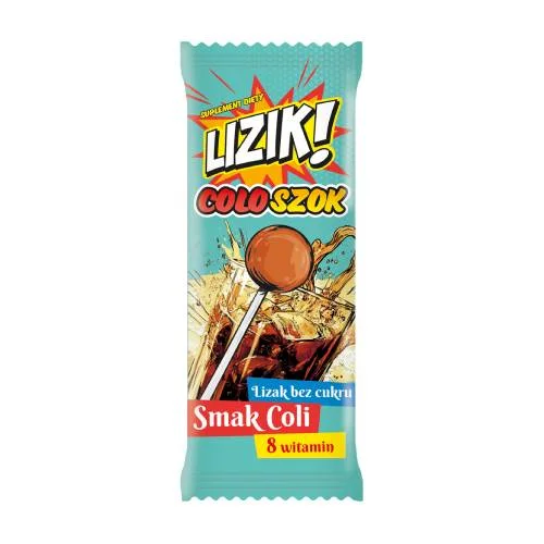 Miniaturka artykułu - LIZIK! Coloszok Lizak bez cukru o smaku coli, 1 szt.