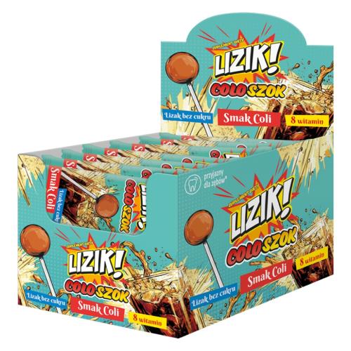Miniaturka artykułu - LIZIK! Coloszok Lizak bez cukru o smaku coli, 30 szt.