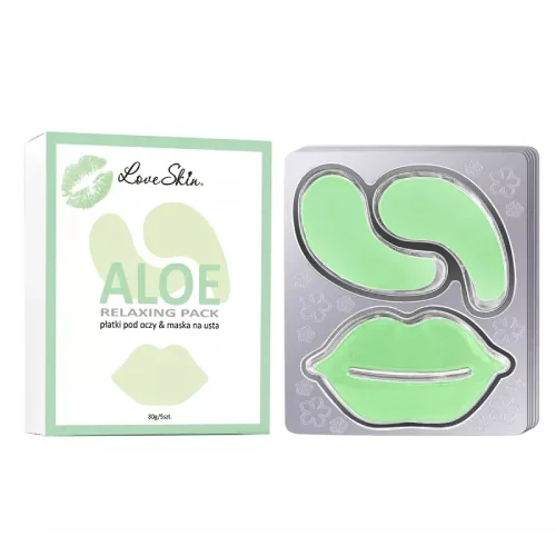 Miniaturka artykułu - Love Skin Zestaw Hydrożelowych płatk&oacute;w pod oczy i maski na usta z ekstraktem z aloesu, 5 szt.
