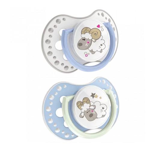 Miniaturka artykułu -  LOVI Night&Day Boy Lamb Smoczek silikonowy dynamiczny 0-3m+ 22/809, 2szt.