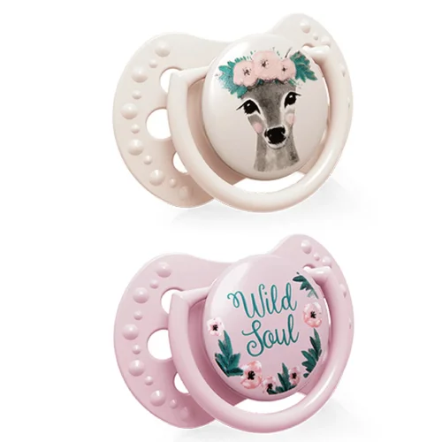 Miniaturka artykułu - LOVI Smoczek silikonowy 0-2m Wild Soul r&oacute;żowo-beżowy, 2szt.