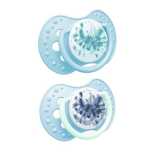 Miniaturka artykułu - LOVI Smoczek silikonowy dynamiczny Tie Dye niebieski 0-3m, 2szt.