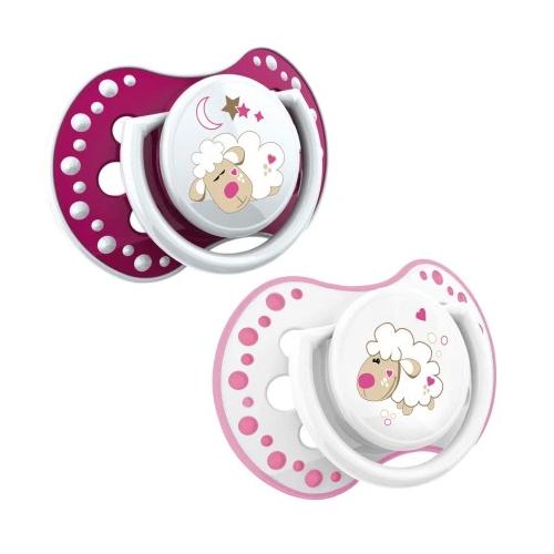 Miniaturka artykułu - LOVI Night&Day Girl Lamb Smoczek silikonowy dynamiczny 3-6m 22/810, 2 szt.