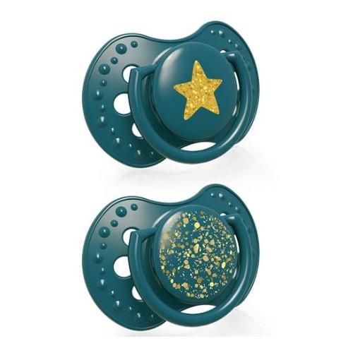 Miniaturka artykułu - LOVI Smoczek uspokajający silikonowy Stardust Green 3-6m 22/893, 2szt.