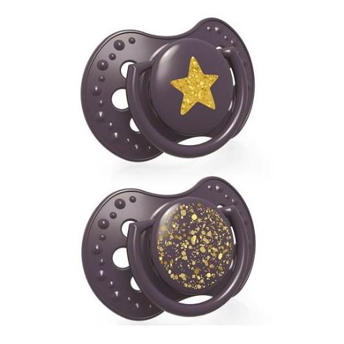 Miniaturka artykułu - LOVI Smoczek uspokajający silikonowy Stardust Violet 0-3m 22/892, 2szt.