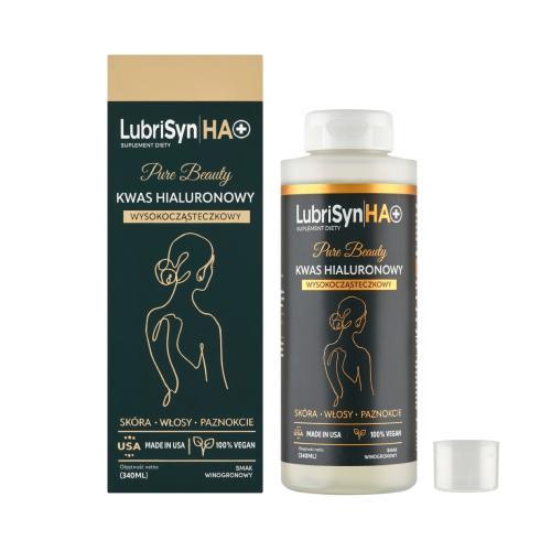Miniaturka artykułu - LubriSyn HA+ Pure Beauty kwas hialuronowy wysokocząsteczkowy smak winogronowy, 340ml KR&Oacute;TKA DATA 30.06.2026