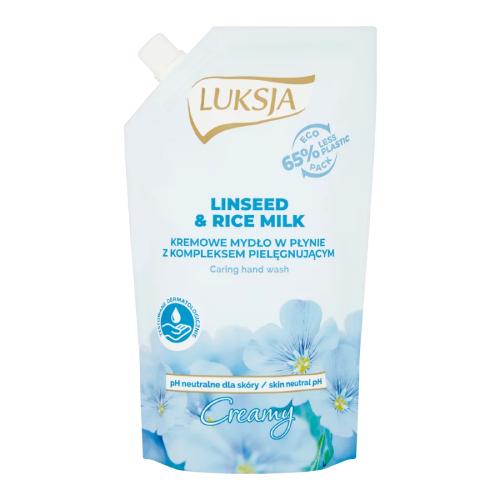 Miniaturka artykułu - LUKSJA Creamy Linseed&Rice Milk Kremowe mydło w płynie (zapas), 400ml