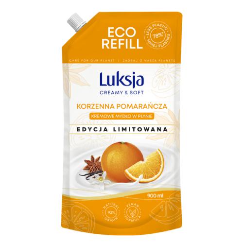 LUKSJA Creamy & Soft Kremowe mydło w płynie Korzenna pomarańcza, zapas, 900 ml