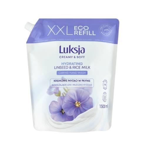 LUKSJA Creamy & Soft Kremowe mydło w płynie Len i Mleczko ryżowe, 1500ml