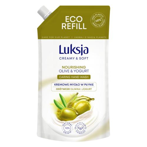 Miniaturka artykułu - LUKSJA Creamy & Soft Kremowe mydło w płynie Oliwka i Jogurt, opakowanie uzupełniające, 400ml