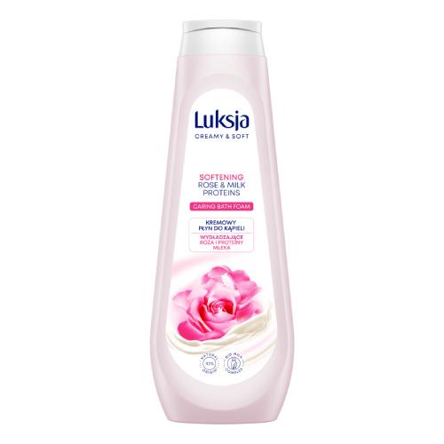 Miniaturka artykułu - LUKSJA Creamy & Soft Płyn do kąpieli Róża i Proteiny mleka, 900ml