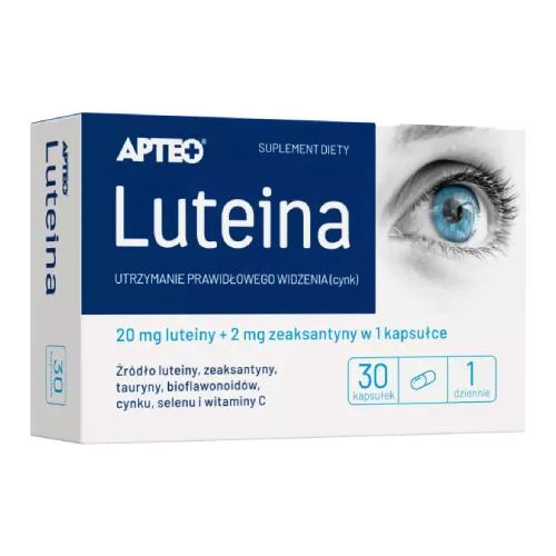 Miniaturka artykułu - Luteina APTEO, 30 kapsułek KR&Oacute;TKA DATA 30.11.2026