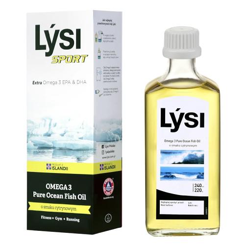 Miniaturka artykułu - Lysi Sport Omega 3 Pure Ocean Fish Oil o smaku cytrynowym, 240 ml