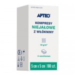Zdjęcie produktu - APTEO CARE Kompresy niejałowe z wł&oacute;kniny 5 cm x 5 cm, 100 szt.