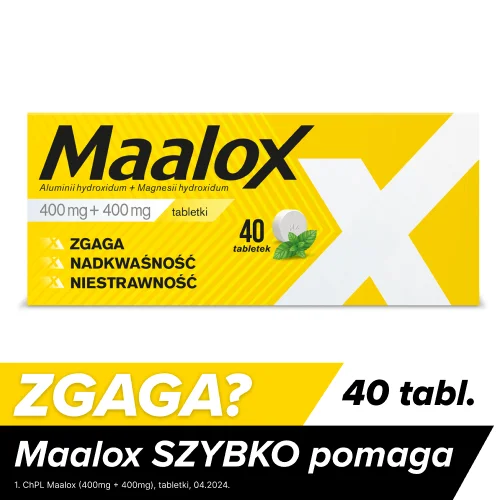 Miniaturka artykułu - Maalox Lek na zgagę i niestrawność w postaci tabletek &ndash; 40 szt.