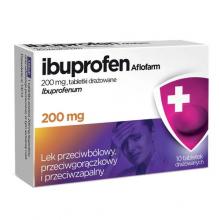 Zdjęcie produktu - AFLOFARM Ibuprofen 200 mg, 10 tabl. draż.