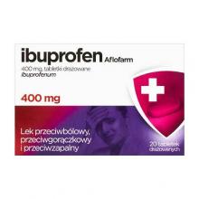 Zdjęcie produktu - AFLOFARM Ibuprofen 400 mg, 20 tabl. draż.