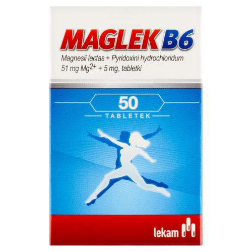 Miniaturka artykułu - MAGLEK B6 - Lek uzupełniający magnez, 50 tabletek