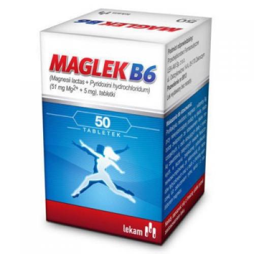 MAGLEK B6 - Lek uzupełniający magnez, 50 tabletek BRAK TEKTUROWEGO OPAKOWANIA