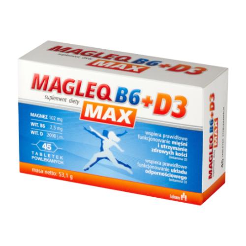 Miniaturka artykułu - MAGLEQ B6 Max + D3, 45 tabletek