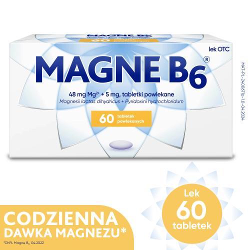 Miniaturka artykułu - Magne B6, 60 tabletek USZKODZONE TEKTUROWE OPAKOWA.