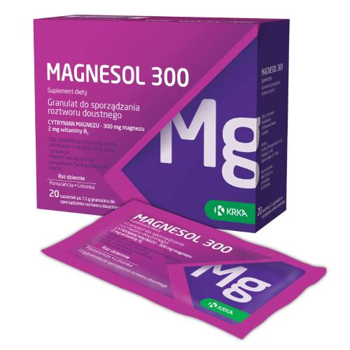 Miniaturka artykułu - Magnesol 300, magnez dla os&oacute;b aktywnych z witaminą B2 - 20 saszetek