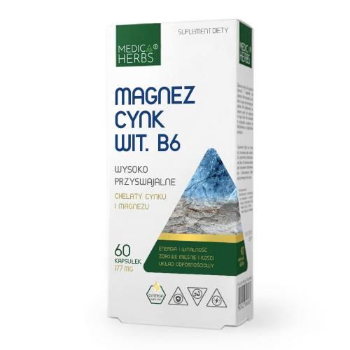 Miniaturka artykułu - MEDICA HERBS Magnez Cynk Wit. B6 117 mg, 60 kaps.