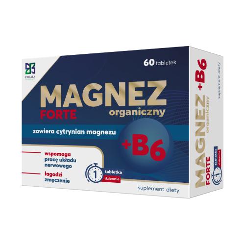 Miniaturka artykułu - Magnez organiczny Forte + B6, 60tabl. Prima Pharma
