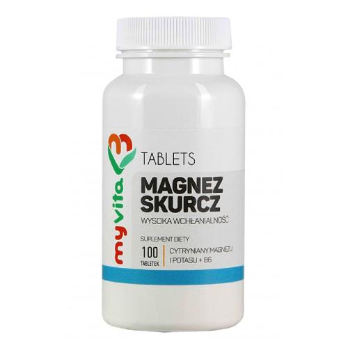 Miniaturka artykułu - MyVita Magnez skurcz Magnez Potas witamina B6, 100 tabl.