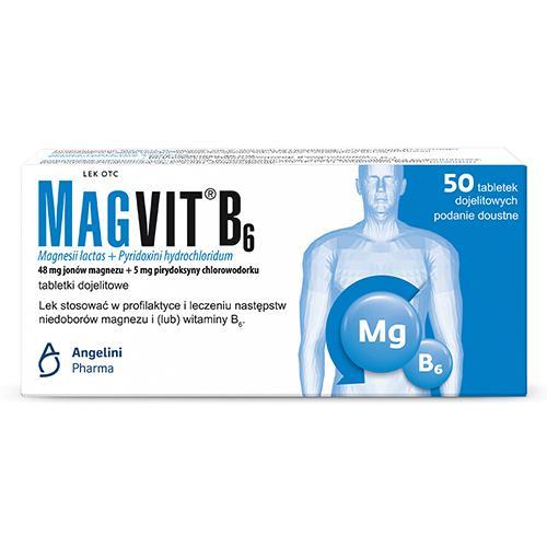 Miniaturka artykułu - MagVit B6 - 50 tabletek Lek uzupełniający magnez USZKODZONE OPAKOWANIE
