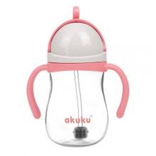 Zdjęcie produktu - AKUKU Bidon ze słomką z odważnikiem 9m+ r&oacute;żowy A0676, 280 ml