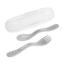 Zdjęcie produktu - AKUKU Zestaw sztućc&oacute;w w etui, szare A0073
