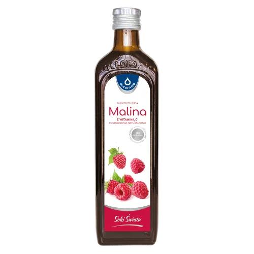 Miniaturka artykułu - Oleofarm Malina Sok z owoc&oacute;w maliny z naturalną witaminą C, 490 ml