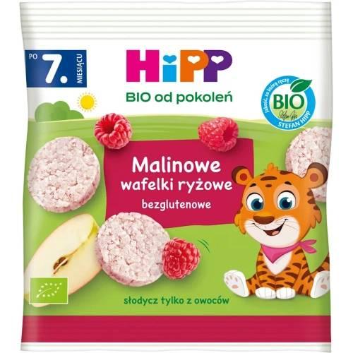 Miniaturka artykułu - HiPP Malinowe wafelki ryżowe Bio, 30 g