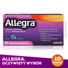 Zdjęcie produktu - ALLEGRA 120 mg - 10 tabletek - lek na alergię i katar sienny