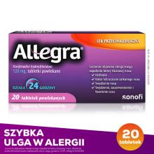 Zdjęcie produktu - Allegra 120 mg, 20 tabletek powlekanych