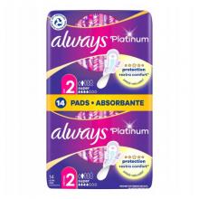 Zdjęcie produktu - ALWAYS Platinum Super (Rozmiar 2) Podpaski ze skrzydełkami, 14 sztuk