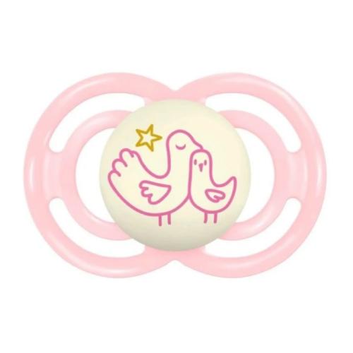 Miniaturka artykułu - MAM Smoczek silikonowy Perfect Night 6m+ Planet Love girl