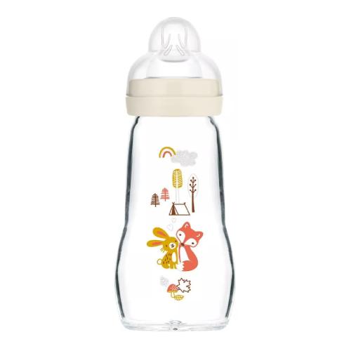 Miniaturka artykułu - MAM Szklana butelka dla niemowląt Feel Good Forest 2m+ 260ml