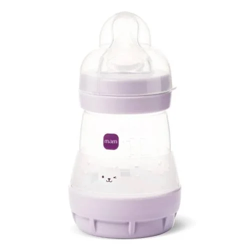 Miniaturka artykułu - MAM Perfect Start Butelka antykolkowa 0m+ 160ml fioletowa kot
