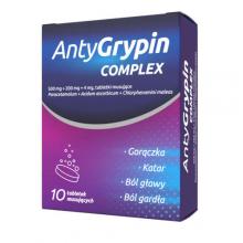 Zdjęcie produktu - AntyGrypin Complex rozgrzewający lek na przeziębienie i grypę, 10 tabletek musujących