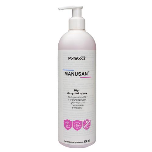 Miniaturka artykułu - MANUSAN płyn dezynfekujący z pompką, 500ml