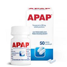 Zdjęcie produktu - APAP 500 mg, 50 tabletek powlekanych USZKODZONE OPAKOWANIE