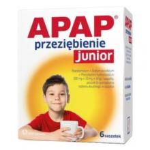 Zdjęcie produktu - APAP Przeziębienie Junior, 6 saszetek KR&Oacute;TKA DATA 31.07.2026