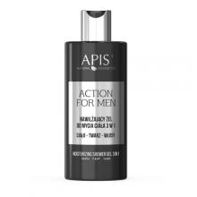 Zdjęcie produktu - APIS Action For Men Nawilżający żel do mycia ciała, twarzy i włos&oacute;w 3w1, 300 ml