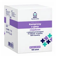 Zdjęcie produktu - Apteczka ABC Kompresy niejałowe z gazy 17 nitkowe 8 warstwowe 10 x 10 cm, 100 szt.