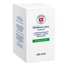 Zdjęcie produktu - Apteczka ABC Kompresy z gazy niejałowe z zakładanymi brzegami 17N 8W 7,5cm x 7,5cm, 100 szt.