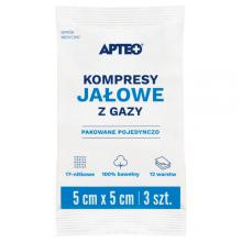 Zdjęcie produktu - APTEO CARE Kompresy jałowe z gazy 5 x 5 cm, 3 szt.