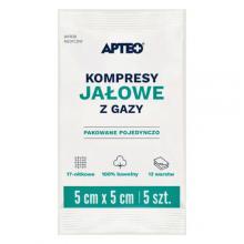Zdjęcie produktu - APTEO CARE Kompresy jałowe z gazy 5 x 5 cm, 5 szt.