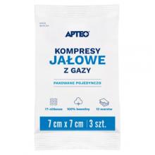 Zdjęcie produktu - APTEO CARE Kompresy jałowe z gazy 7 x 7 cm, 3 szt.